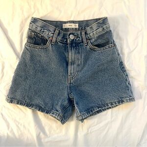 Mango Blue Denim High Waist Shorts